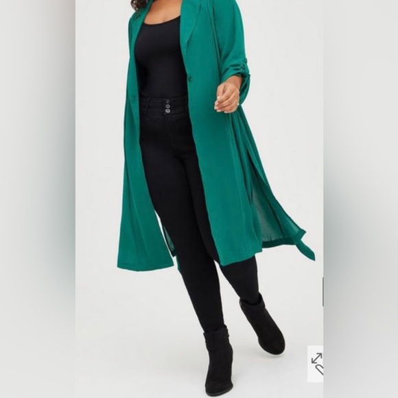 3x fits 3x 4x ⭐️ NEW w $70 TAG Torrid Polyester Chiffon Trench Lightweight Coat - Picture 2 of 11